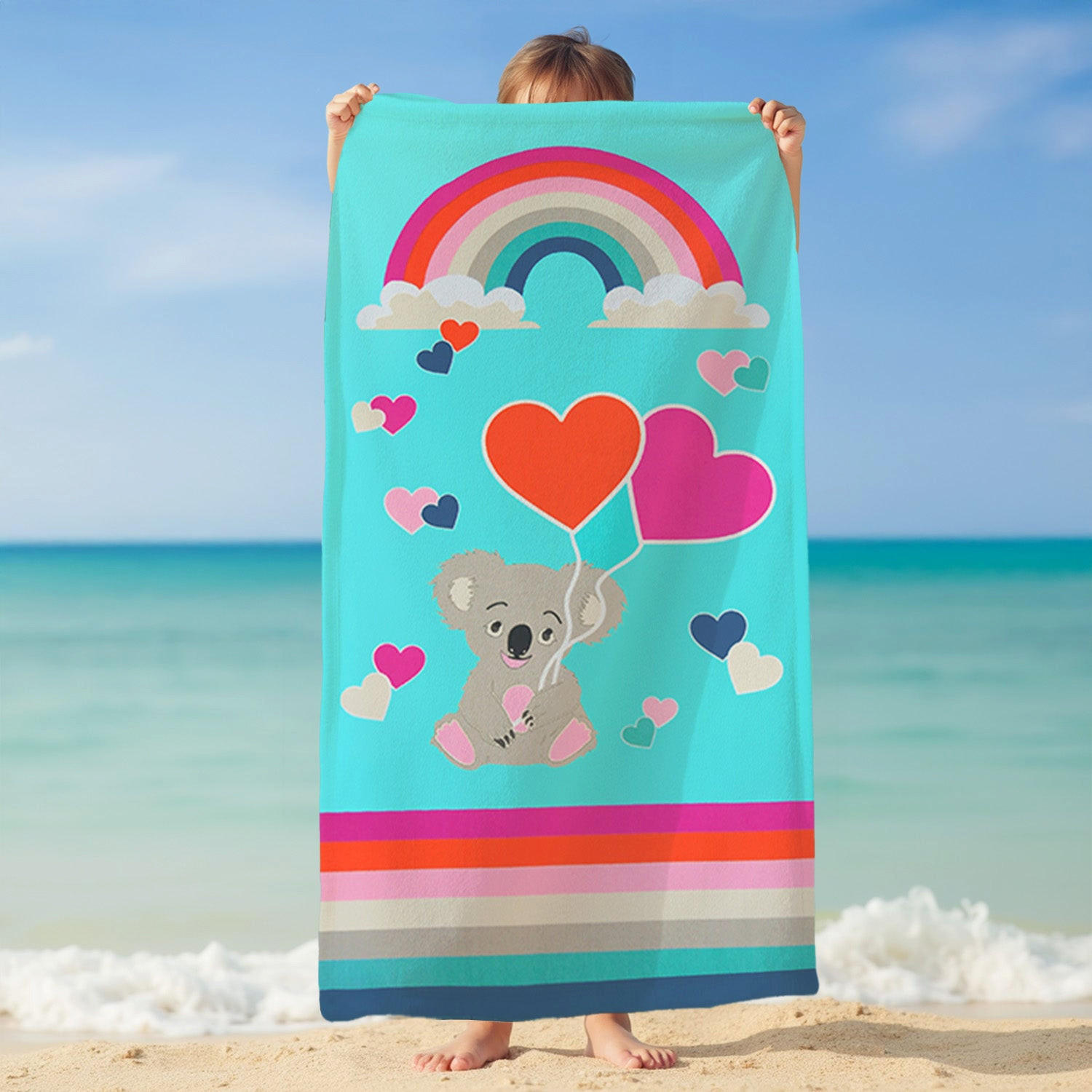 STRANDTUCH Kinder Mikrofaser Mehrfarbig 70x140 250g/m² - Koala - Multicolor, Textil (140/70cm) - LE COMPTOIR DE LA PLAGE