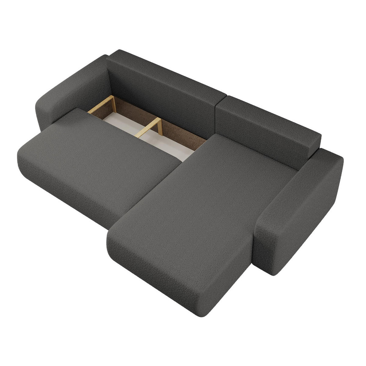 SCHLAFSOFA MILANO XL Und Bettkasten Stoff Quelle Graphit Rechts - Graphitfarben, Holz (274/82/145cm) - Kaiser Möbel