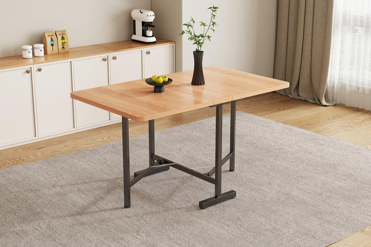 ESSTISCH Erweiterbar Naturarbe 120-160x80cm Minimalistisch - Eichefarben, Holzwerkstoff (120/80/75cm) - FLIEKS