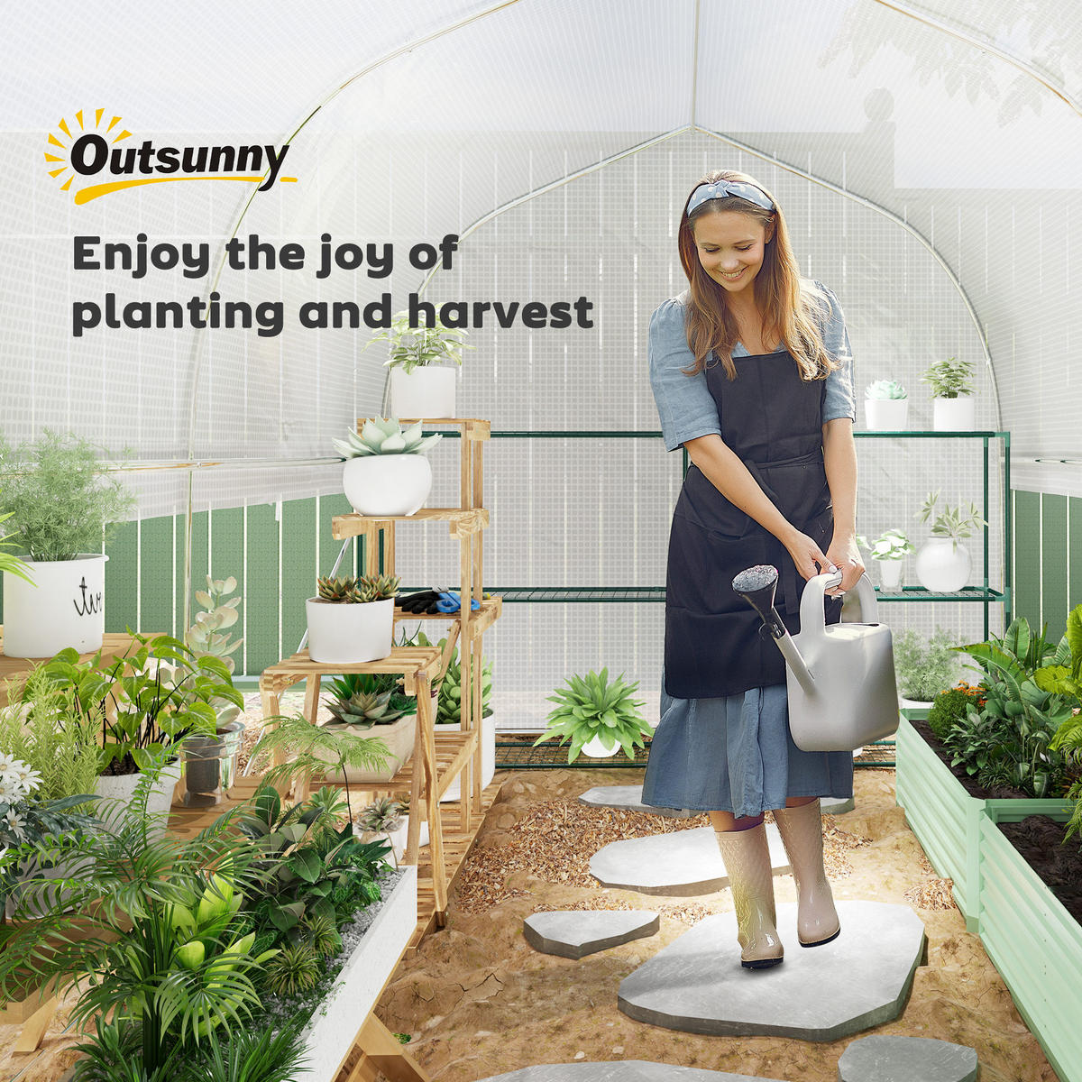 GEWÄCHSHAUS, 300L x 200B x 200H cm - Weiß, Kunststoff/Metall (200/200/300cm) - Outsunny