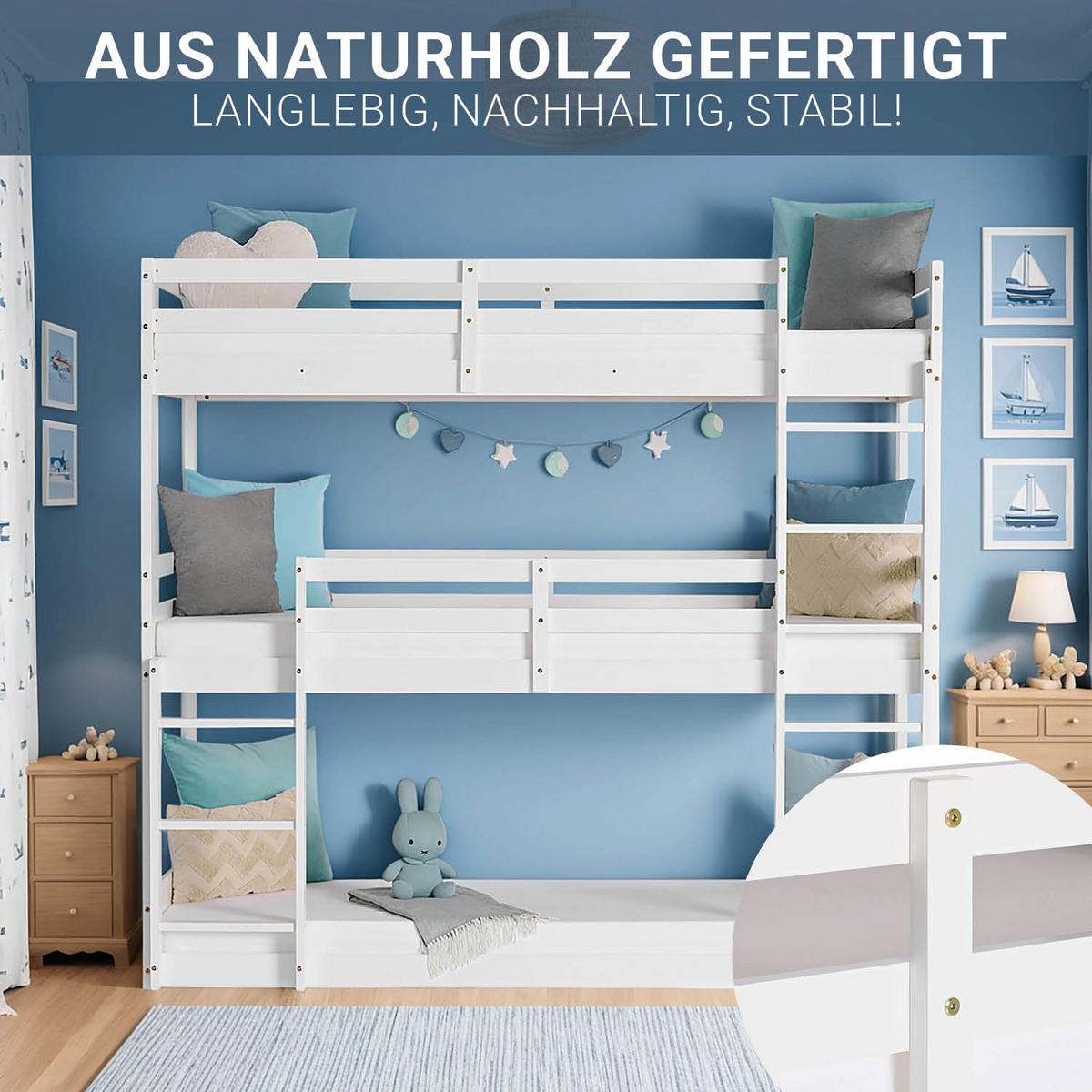 ETAGENBETT Kinderbett 90/200 cm weiß - Weiß, Holz - Homestyle4u