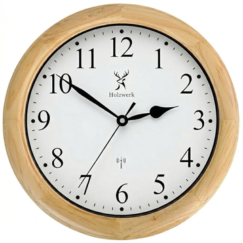 WANDUHR Holz Designer SONNEBERG (FUNK) Loft Wand Uhr, beige - Beige, Glas/Holz (35/35/5.5cm) - Holzwerk