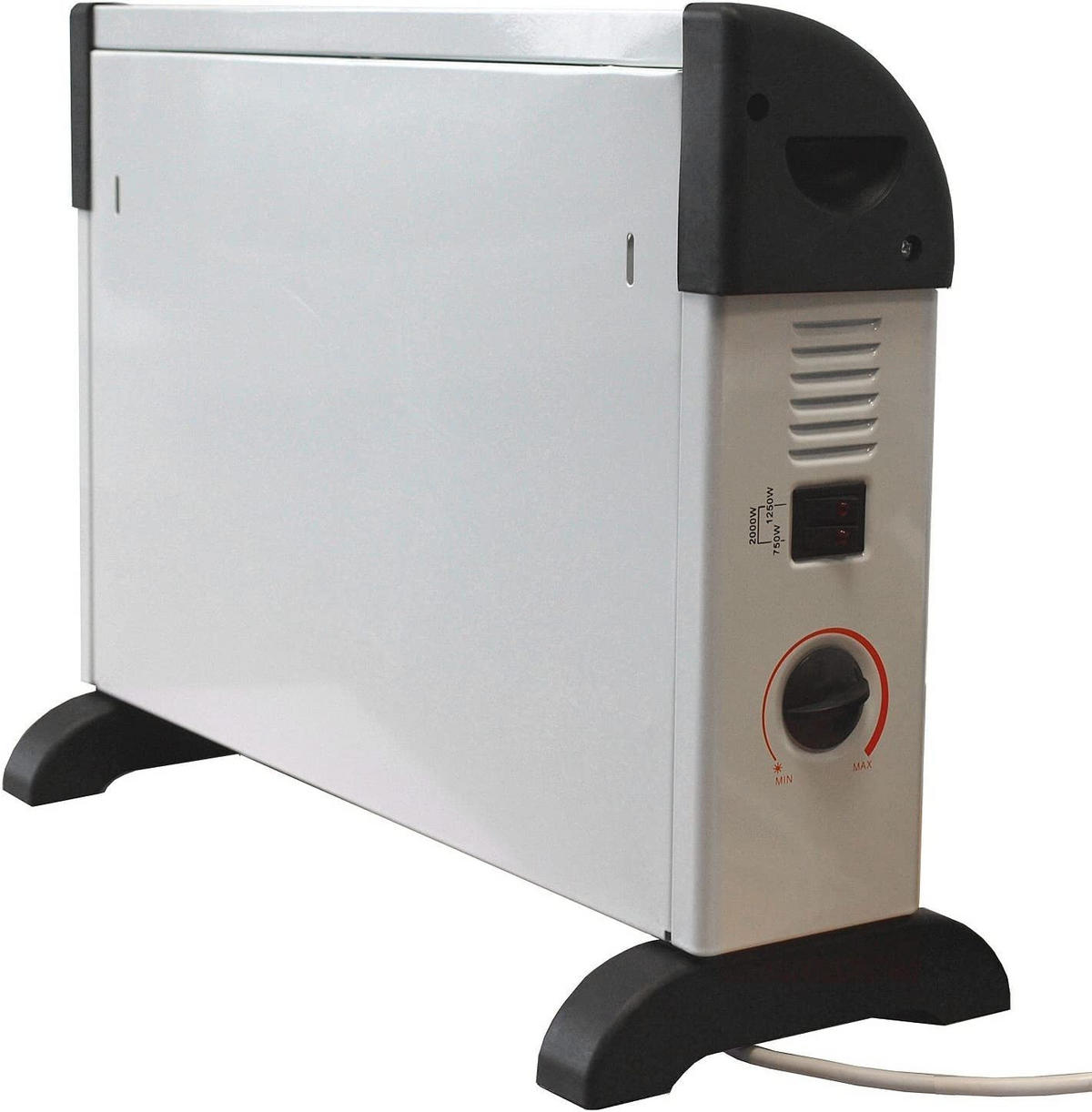 KONVEKTOR Heizung 1500W elektrisch, Heizlüfter leise mit Thermostat, energiesparend, Raumheizung bis 30m², mobiler Radiator - Weiß, Metall (55/20/35cm) - JUNG