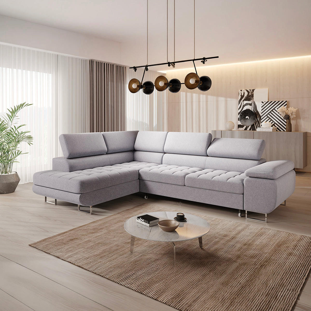 ECKSOFA Eden 4 Sitzplätze Grau - Grau, Holzwerkstoff (271/201cm) - Petits-meubles