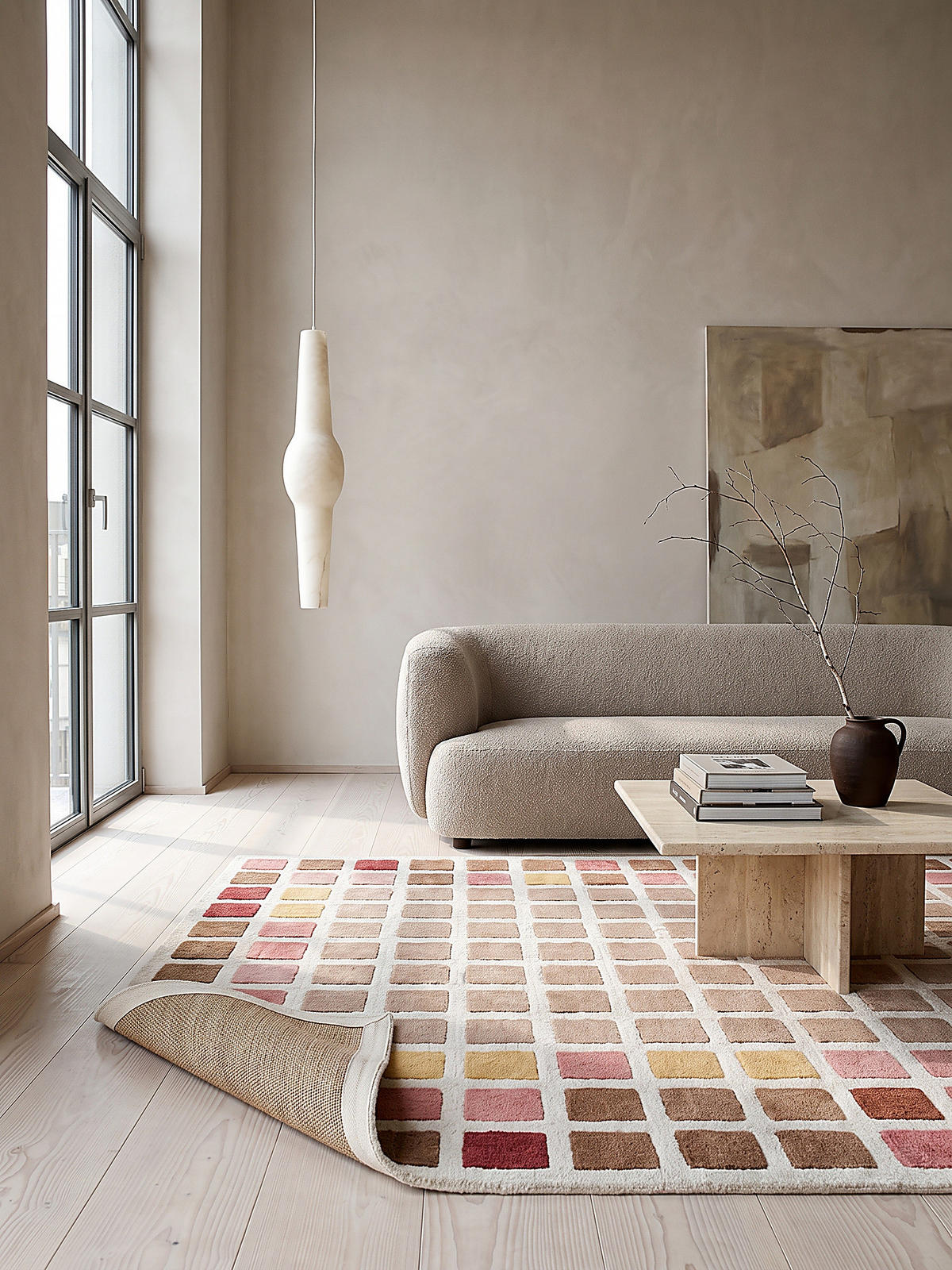 TEPPICH aus Wolle, handgetuftet, HAMPS, in Rosa, Quadratraster, 160 x 230 cm - Rosa, Textil (160/230cm) - KADIMA DESIGN
