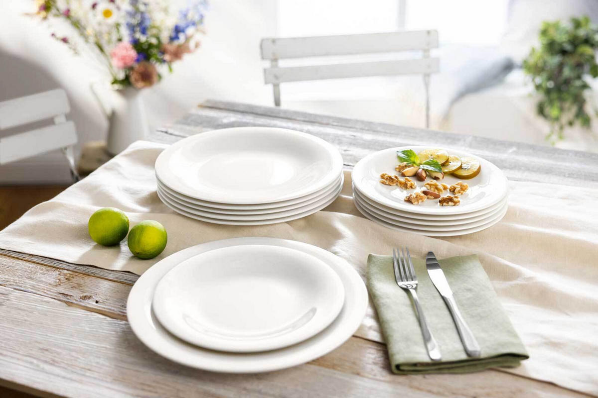 TELLER-SET Essential weiß 12er Set - Weiß, Keramik (26.5/40/33cm) - like.Villeroy & Boch