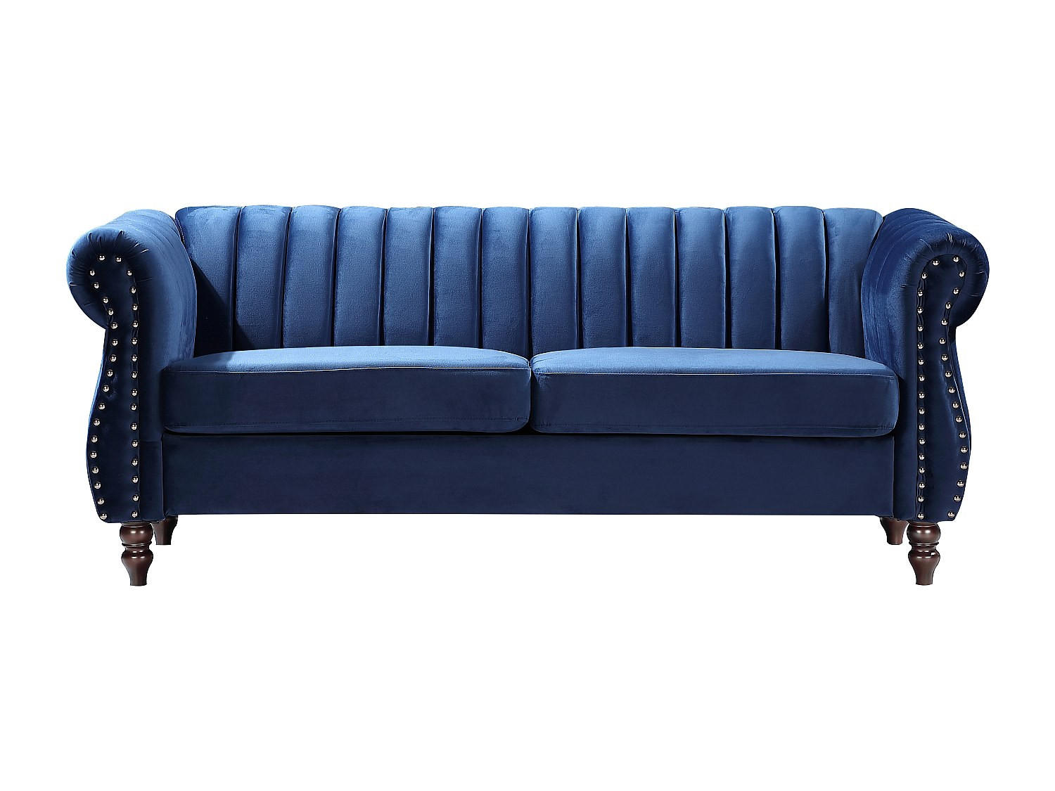SOFA ohne Schlafmöglichkeit - 3 Personen - Samt, Stoff - Königsblau - - Blau, Textil (195/77/78cm) - Vente-Unique