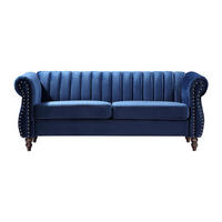 SOFA ohne Schlafmöglichkeit - 3 Personen - Samt, Stoff - Königsblau - - Blau, Textil (195/77/78cm) - Vente-Unique
