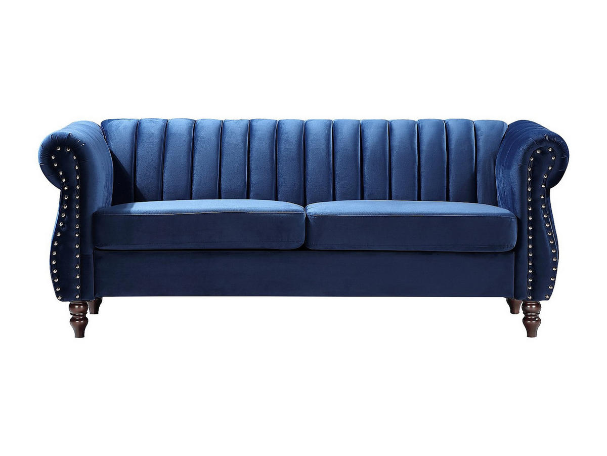 CHESTERFIELD-SOFA - 3-Sitzer - Samt - Königsblau - TRUMBO - Blau, Textil (195/77/78cm) - Vente-Unique