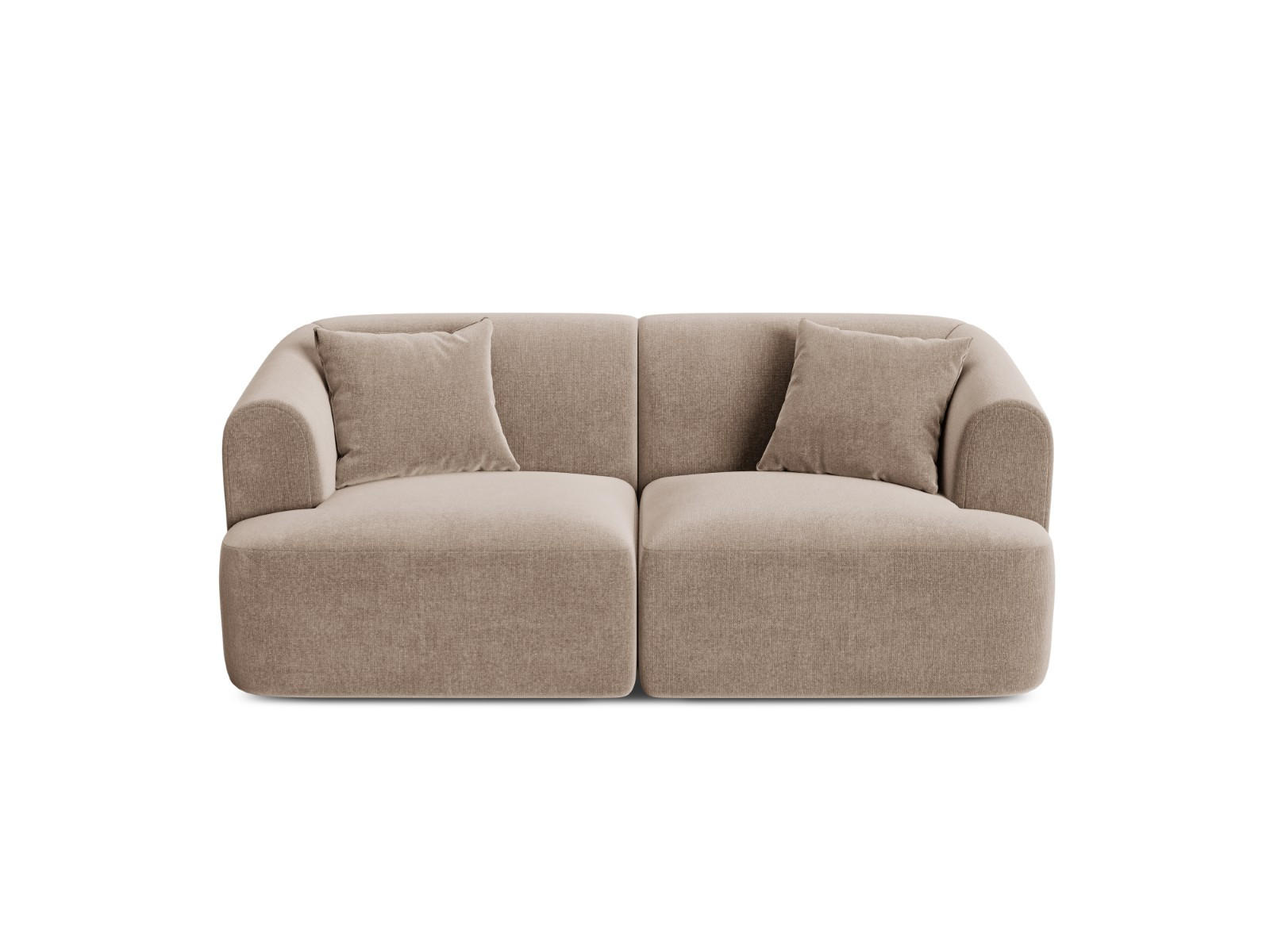 MODULARES-SOFA Campi aus Samt dunkelbeige 2 Sitzplätze - Mokka, Textil (90/70/180cm) - Cosmopolitan Design