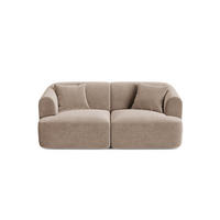 MODULARES-SOFA Campi aus Samt dunkelbeige 2 Sitzplätze - Mokka, Textil (90/70/180cm) - Cosmopolitan Design
