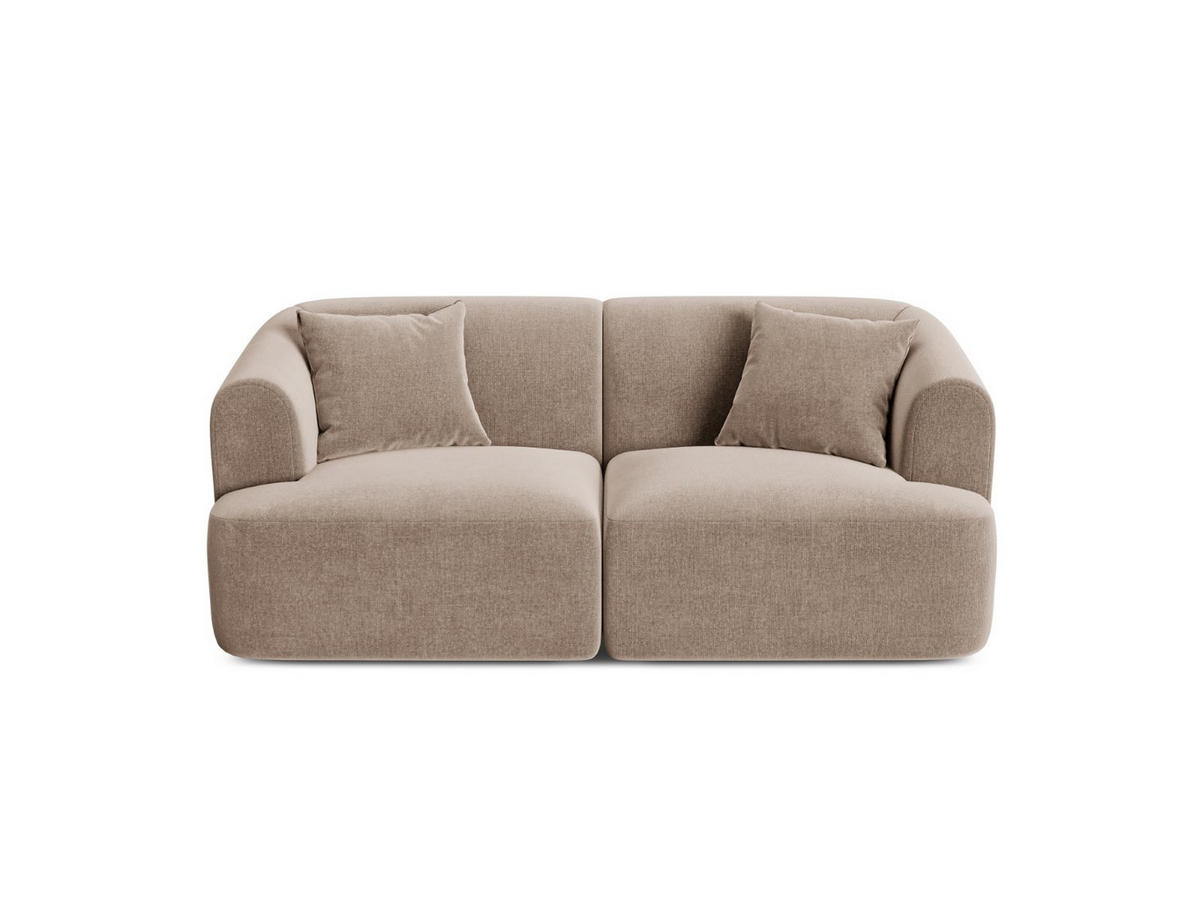MODULARES-SOFA Campi aus Samt dunkelbeige 2 Sitzplätze - Mokka, Textil (90/70/180cm) - Cosmopolitan Design