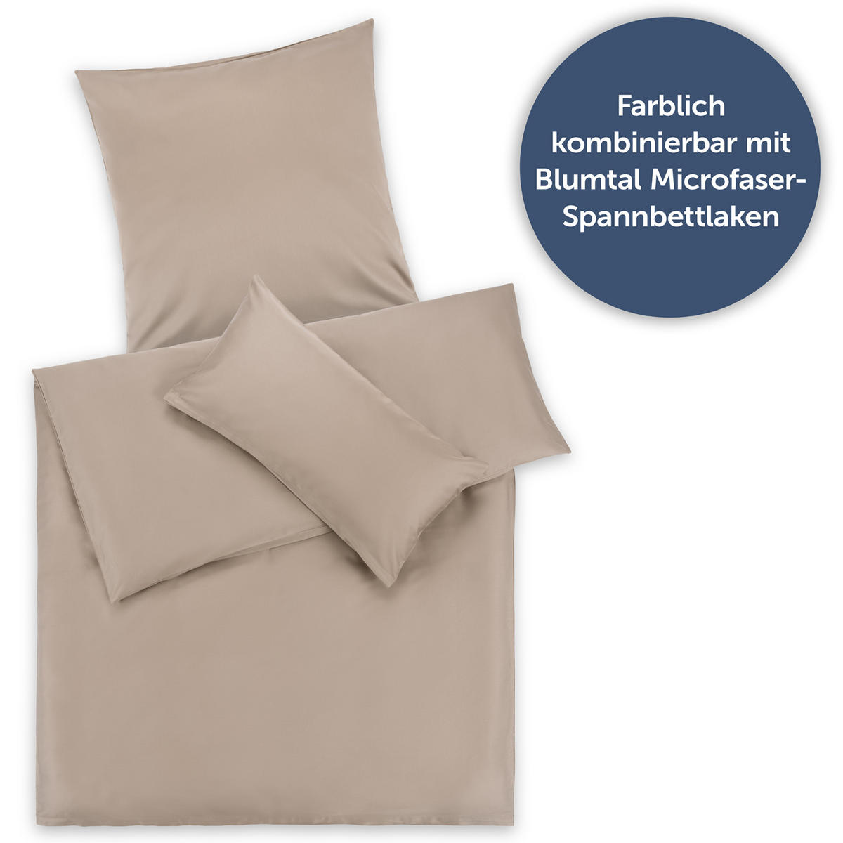 BETTWÄSCHE 3-teilig, 200/200 cm & 2x 40/80 cm, Taupe - Taupe, Textil (200/200cm) - Blumtal