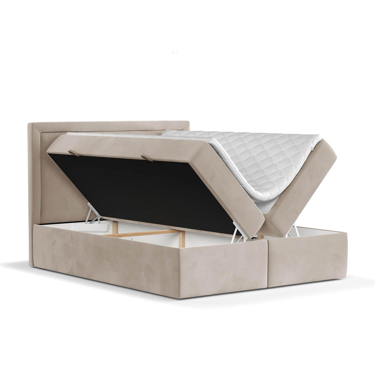 BOXBETT Jodan 120/200 cm Beige im Magic Velvet Stoff - Beige/Schwarz, Holz/Holzwerkstoff (120/200cm) - AltaBeds