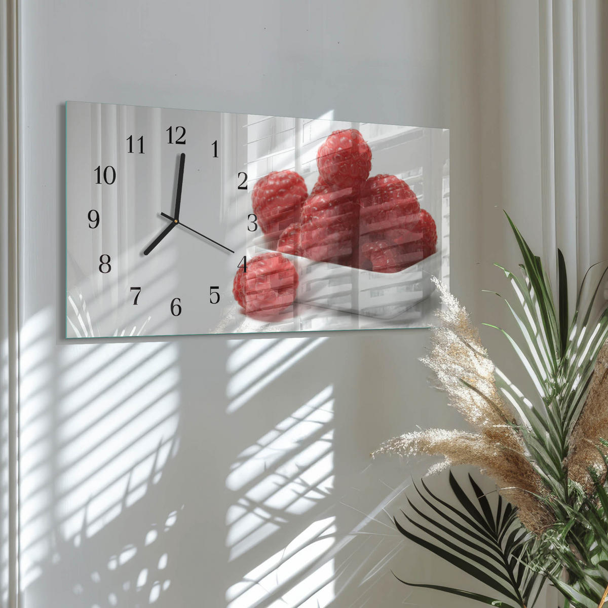 WANDUHR 60x30 cm - Abstraktion - Rot, Glas (60/30/0.4cm) - TULUP