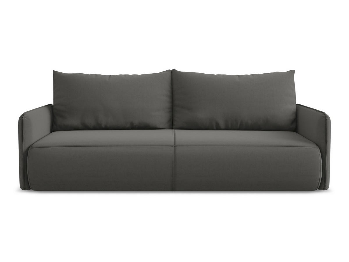 3-SITZER SOFA mit Schlaffunktion Samt Stoff Grau - Dunkelgrau/Schwarz, Kunststoff/Textil (216/86/105cm) - Makamii