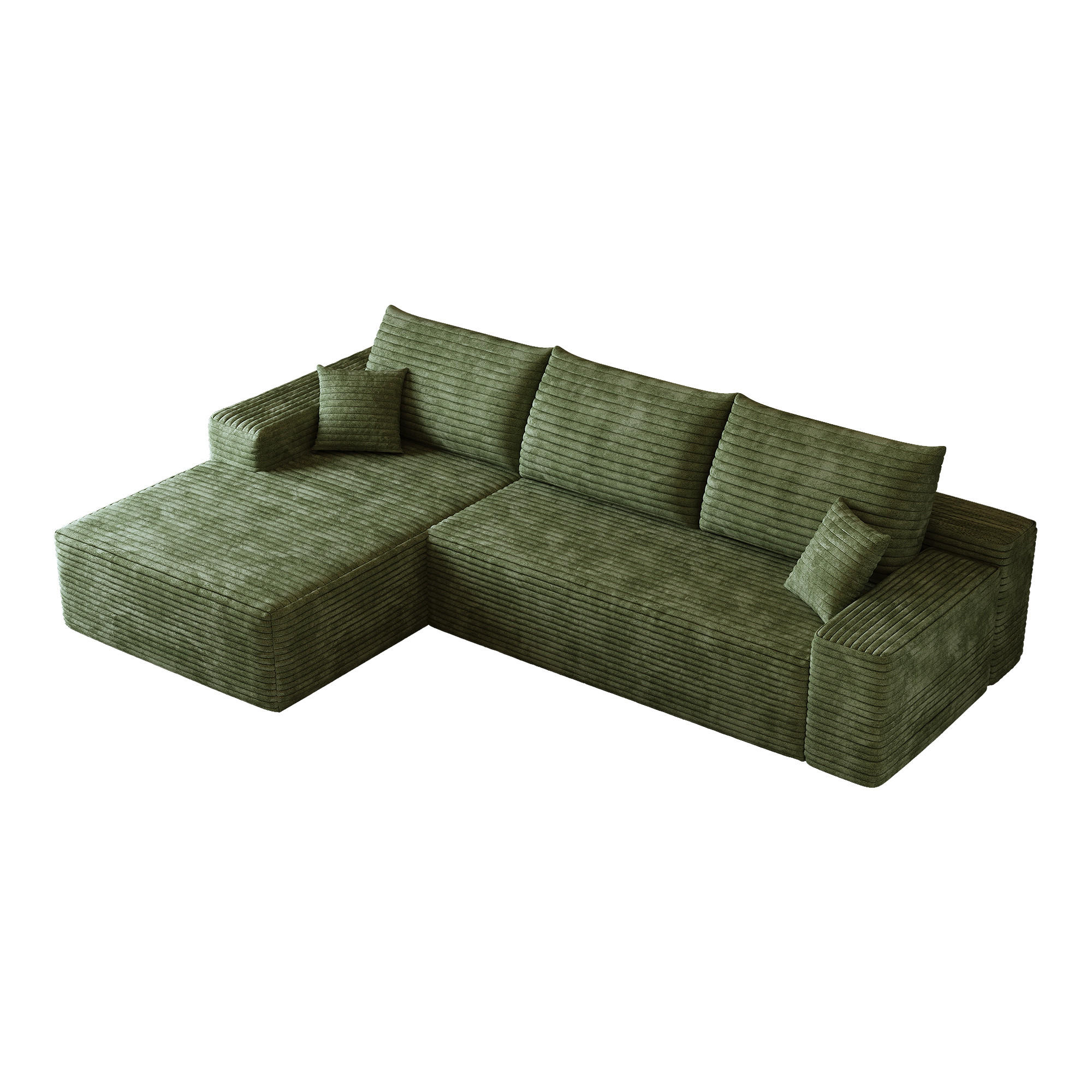 ECKSOFA DE-34857 2-Sitzer Chaiselongue links Grün - Grün, Textil (175/270cm) - ComfortXL