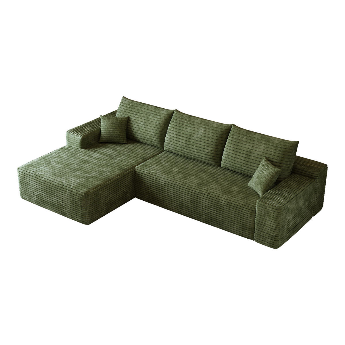 L-FÖRMIGES ECKSOFA Grün 270/175/83 cm 3-Sitzer Modular Cordstoff Ohne Montage - Grün, Textil (270/175cm) - PANGIVO
