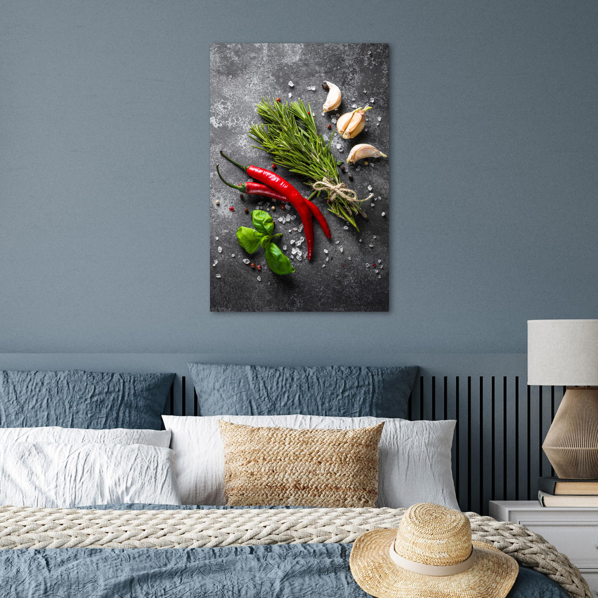 POSTER Pfeffer - Kräuter - Gewürze - Beton 40x60 cm - Dunkelgrau, Papier (40/60/0.1cm) - MuchoWow