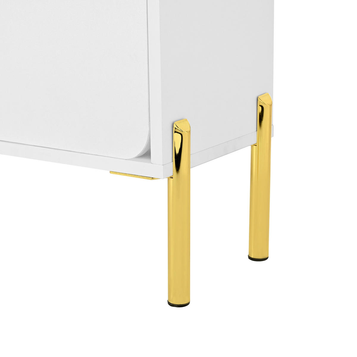 SCHUHSCHRANK aus MDF 73x24x120cm in Weiß mit goldenen Metallbeinen - Weiß, Holzwerkstoff (73/120/24cm) - Modfu