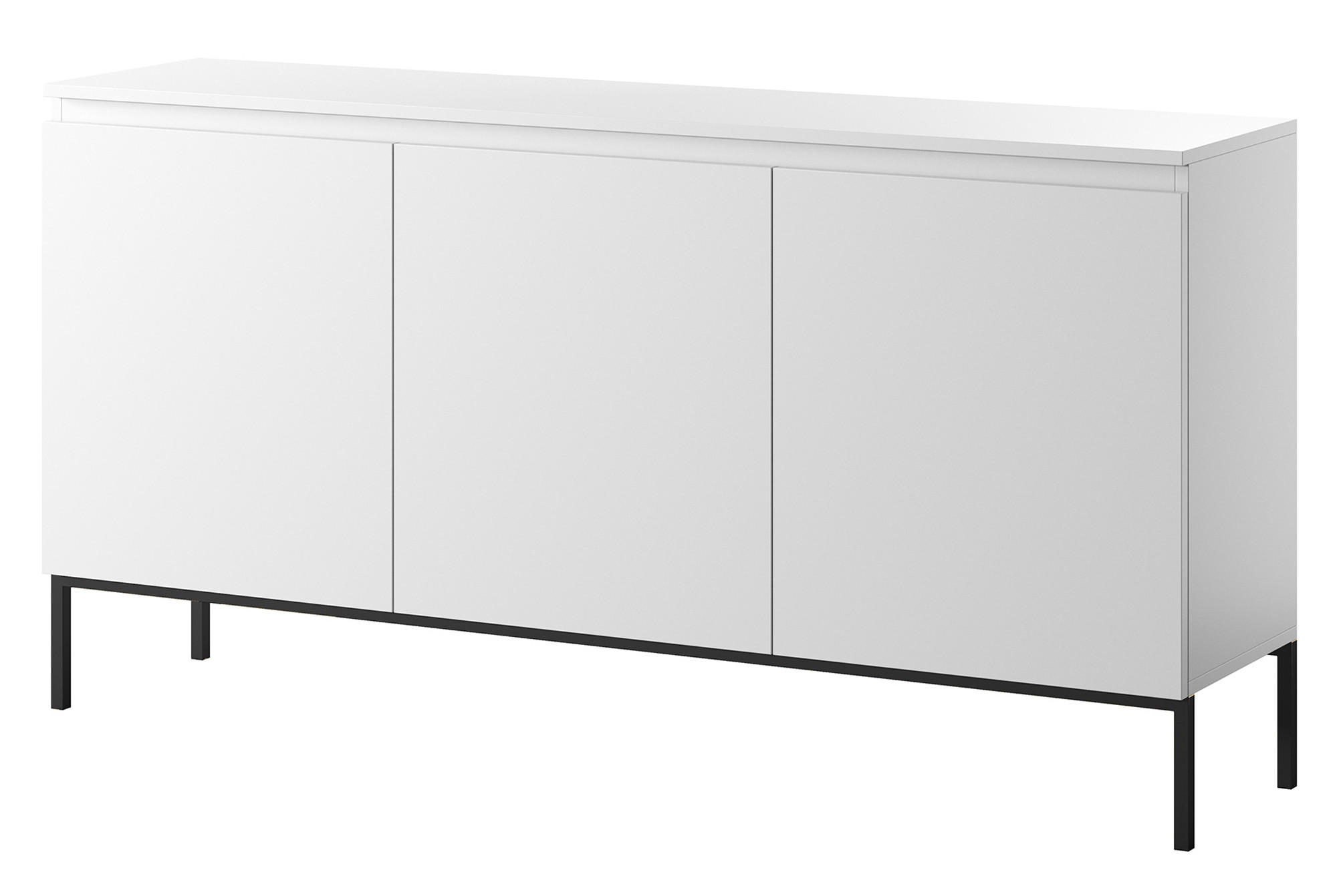 SIDEBOARD Bemmi Weiß mit schwarzen Beinen 3-türig 150 cm - Schwarz/Weiß, Holzwerkstoff/Metall (150/77/35cm) - Selsey