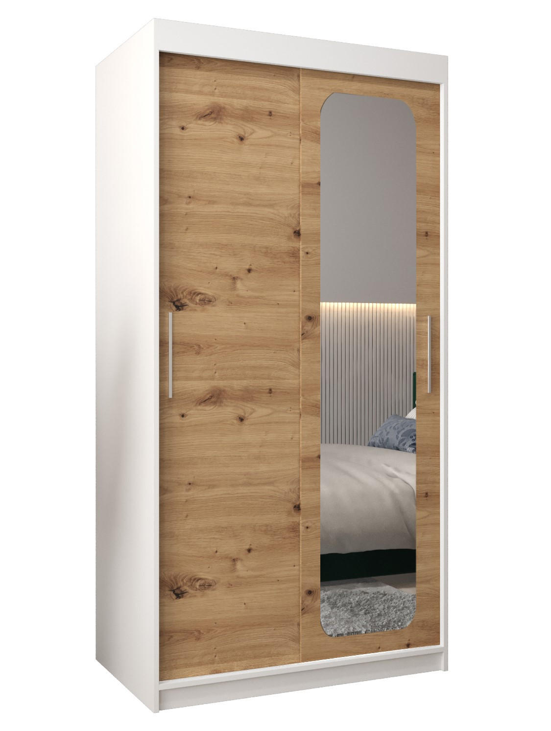SCHWEBETÜRENSCHRANK 200/100/62 2-türig - Silberfarben/Eiche Artisan, Holz/Kunststoff (100/200/62cm) - Abiks Möbel