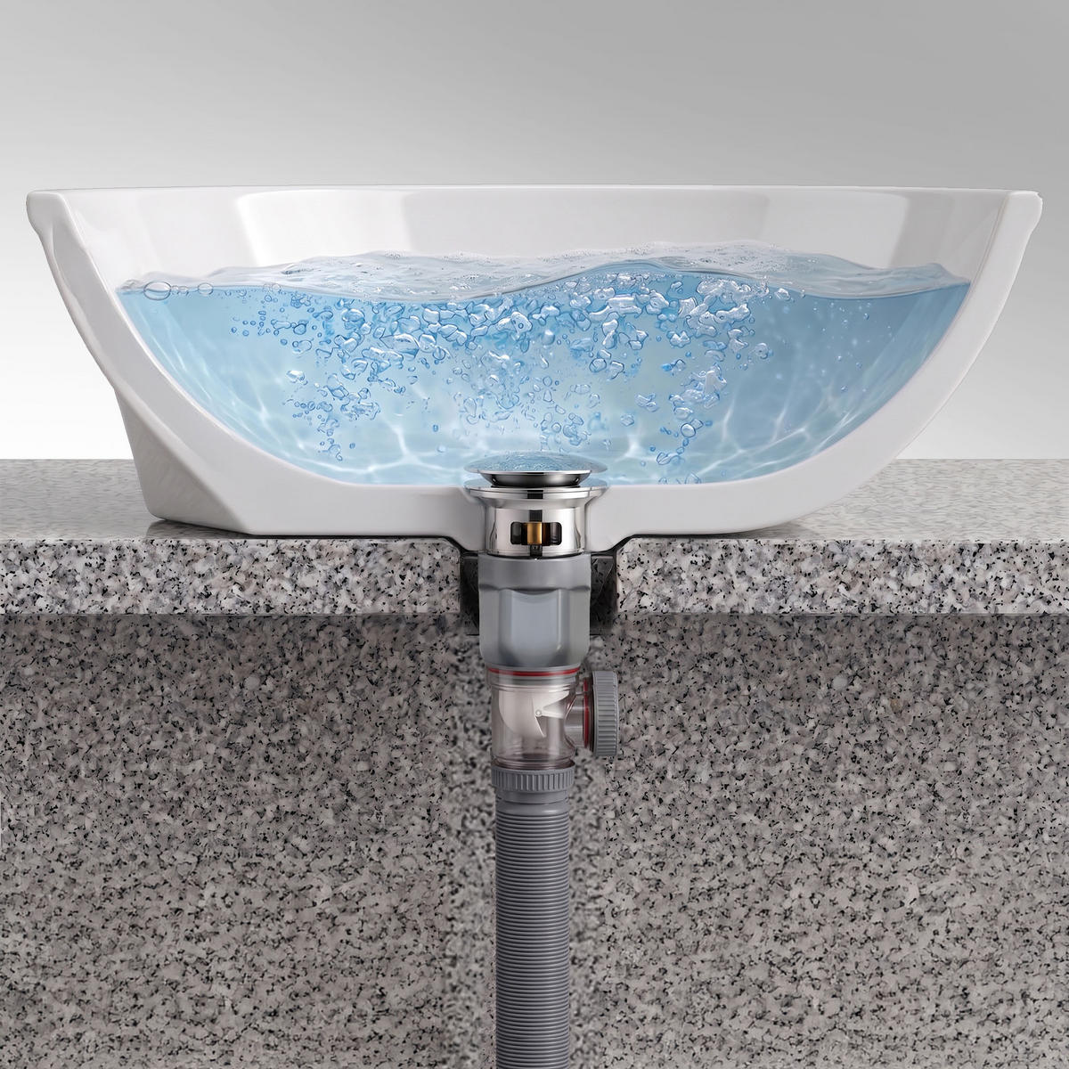 WASCHBECKEN-SIPHON Grau - Grau, Kunststoff (6.5/10/10cm) - Akord