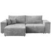 ECKSOFA Pedro mit Schlaffunktion Hellgrau Cord - Hellgrau, Textil (255/153cm) - Bromarkt
