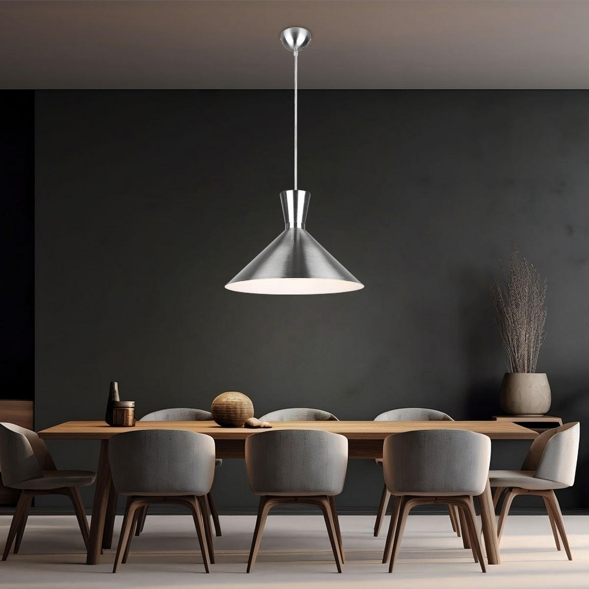 HÄNGELEUCHTE Metall Silber Matt - Silberfarben, Metall (35/35/150cm)