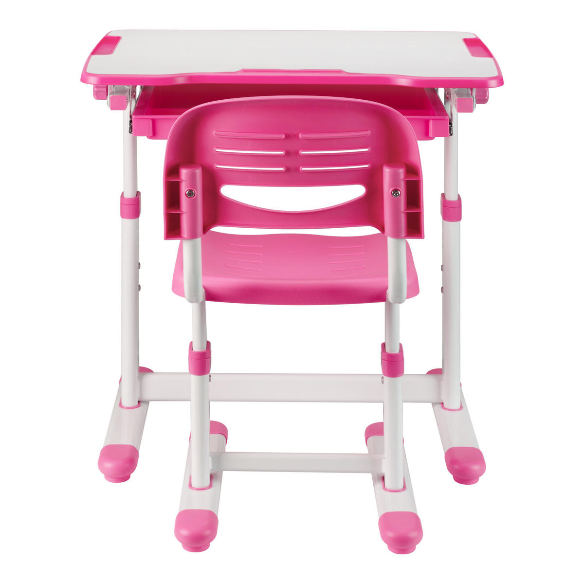 KINDERSCHREIBTISCH-SET 2 TLG. Sala - Pink/Weiß, Holzwerkstoff/Kunststoff (66.5/54/47.5cm) - [en.casa]