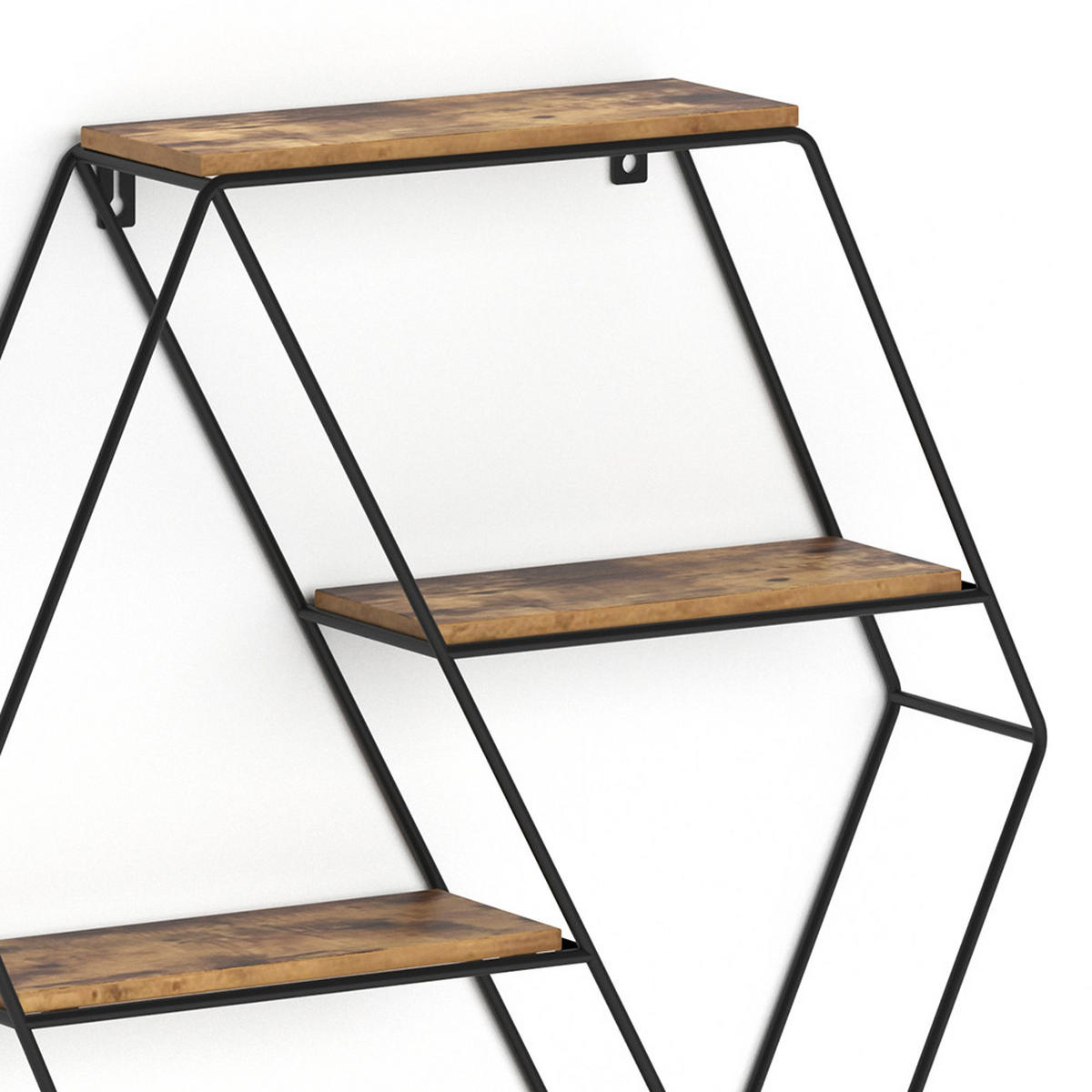 WANDREGAL Fyrk Antikholz 51 x 52 cm Eckform - Alteiche/Schwarz, Holzwerkstoff (51/52/11cm) - Vicco