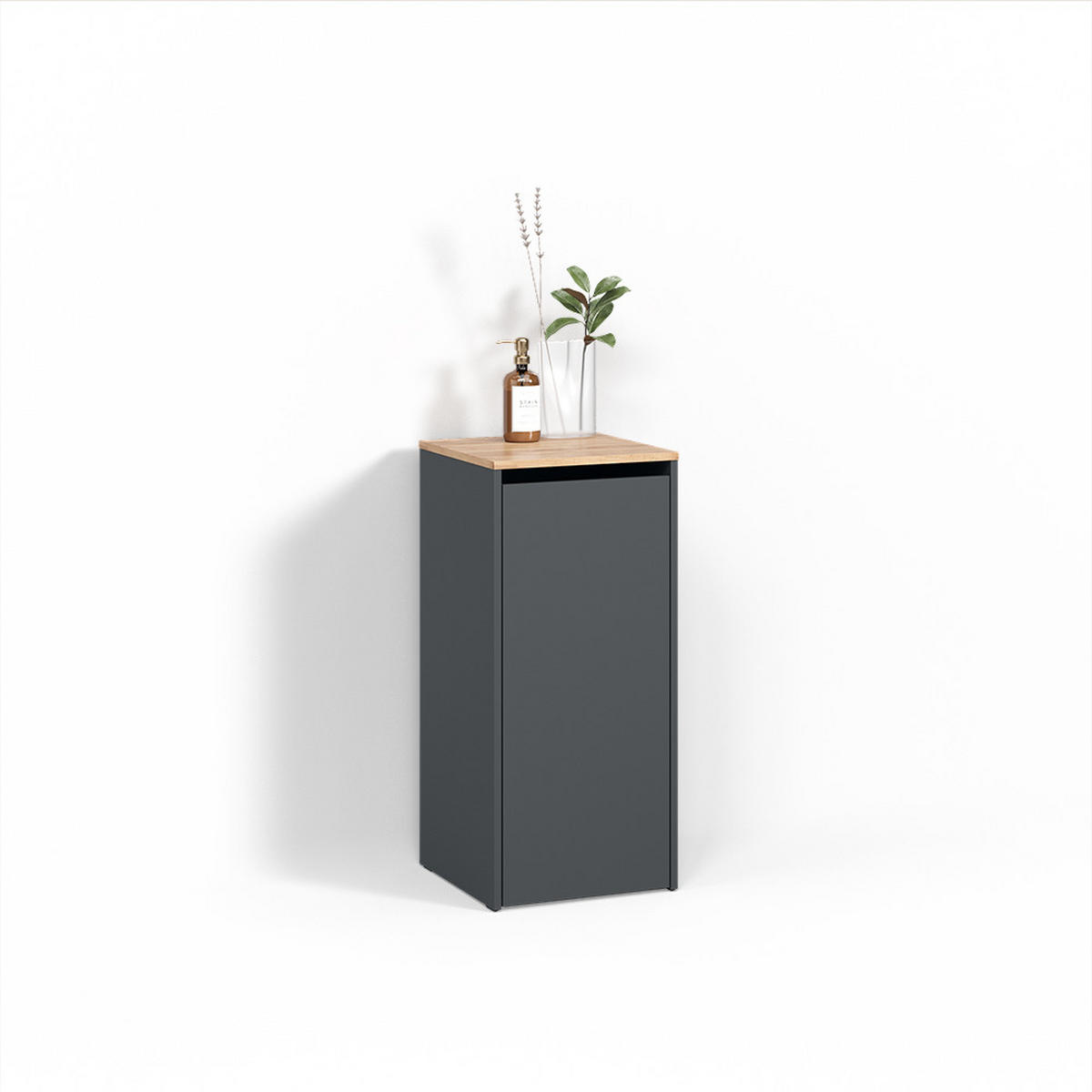 BADSCHRANK Paolina Anthrazit/Goldkraft Eiche 40.2 x 88.2 cm mit Wäschkorb - Anthrazit/Eiche Wotan, Holzwerkstoff (40.2/88.2/40.5cm) - Livinity®