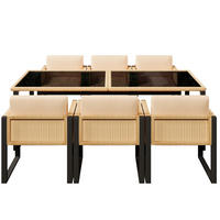GARTEN-ESSGRUPPE 170/80/75 cm schwarz/braun aus PE-Rattan mit 6 Stühlen - Schwarz, Kunststoff - OKWISH