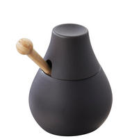 SENFFÄSSCHEN & MARMELADENTOPF Schieferstein 15 cl - Schieferfarben, Keramik (7.3/9/7.3cm) - Revol Porcelaine France
