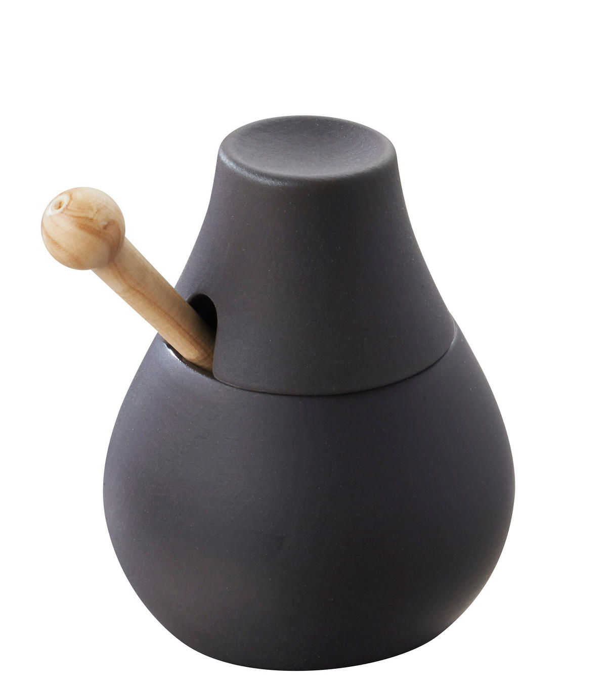 SENFFÄSSCHEN & MARMELADENTOPF Schieferstein 15 cl - Schieferfarben, Keramik (7.3/9/7.3cm) - Revol Porcelaine France