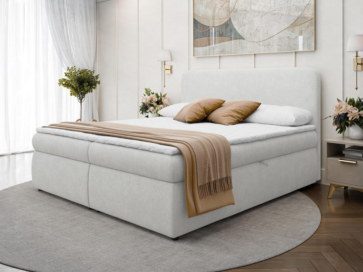 BOXBETT Bonny - H3 - Hellgrau/Schwarz, Holz/Holzwerkstoff (160/200cm) - MIRJAN24