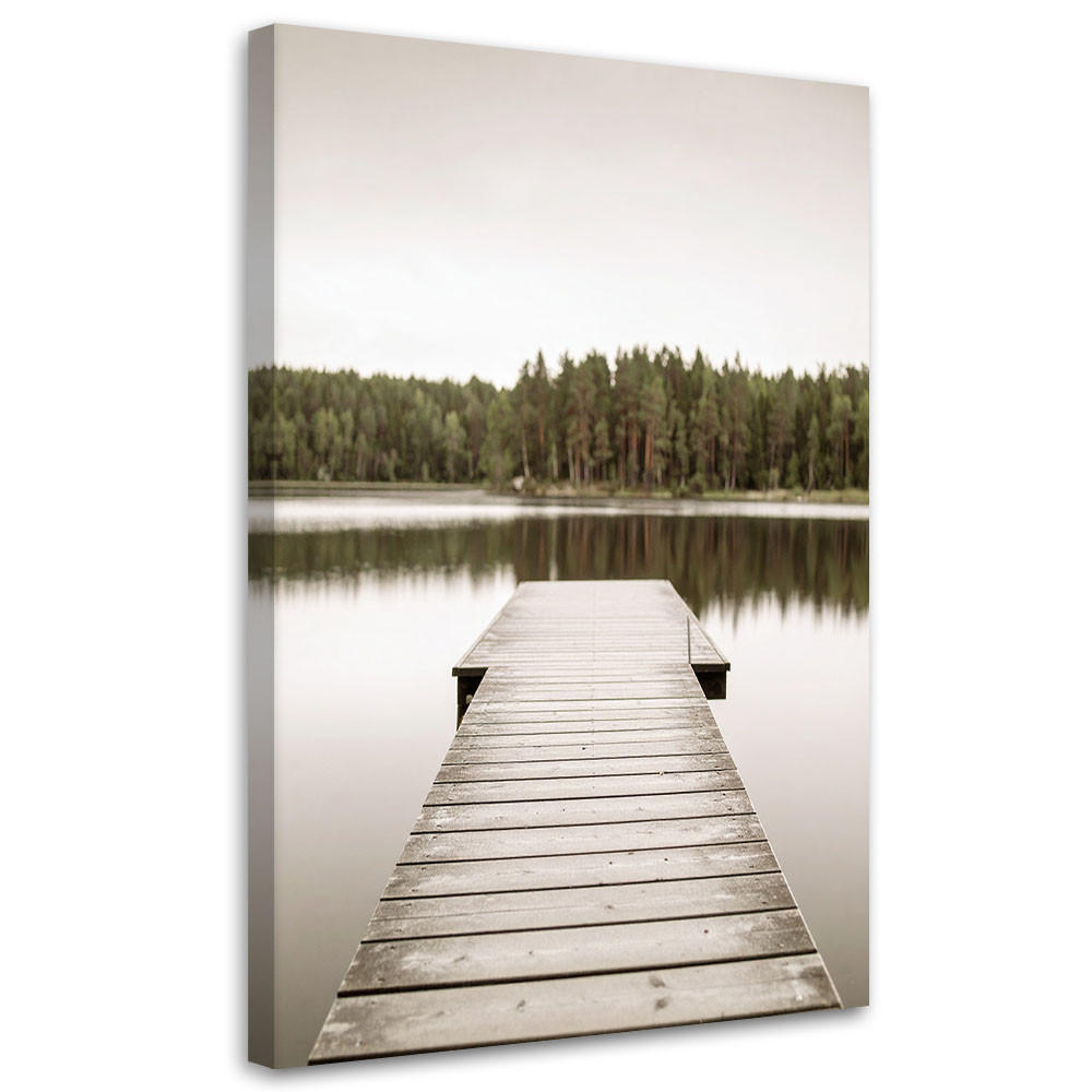 LEINWANDBILD Pier Seewaldblick 80x120cm - Beige, Textil (80/120cm) - Feeby