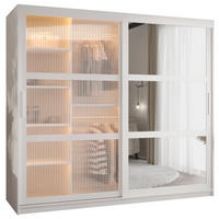 SCHWEBETÜRENSCHRANK 200/200/62 2-türig - Silberfarben/Weiß, Holz/Kunststoff (200/200/62cm) - Abiks Möbel