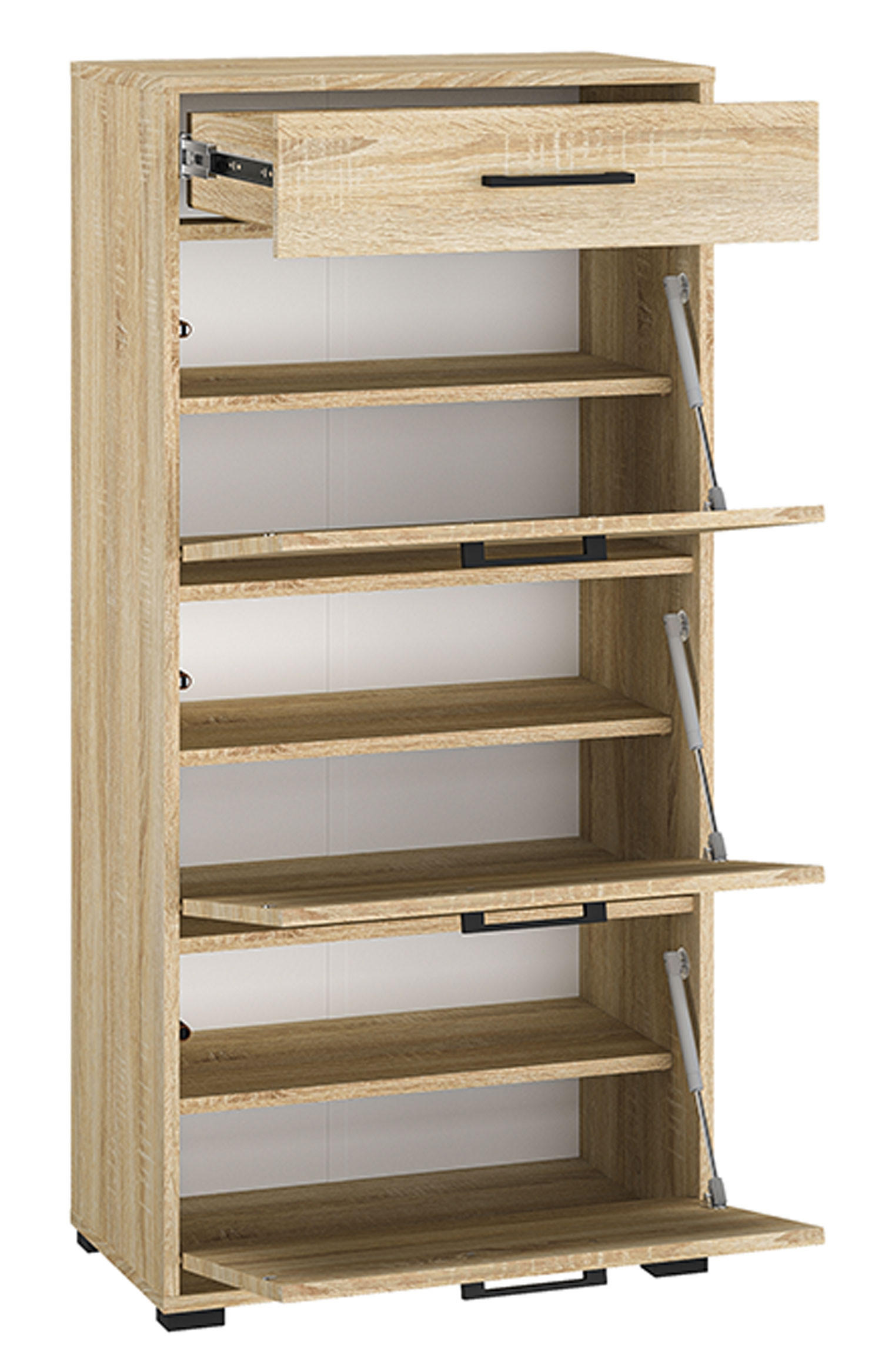 SCHUHSCHRANK Caro Sonoma Eiche hell 60 / 34 / 126cm - Braun/Sonoma Eiche, Holz/Holzwerkstoff (60/126/34cm) - Feldmann-Wohnen