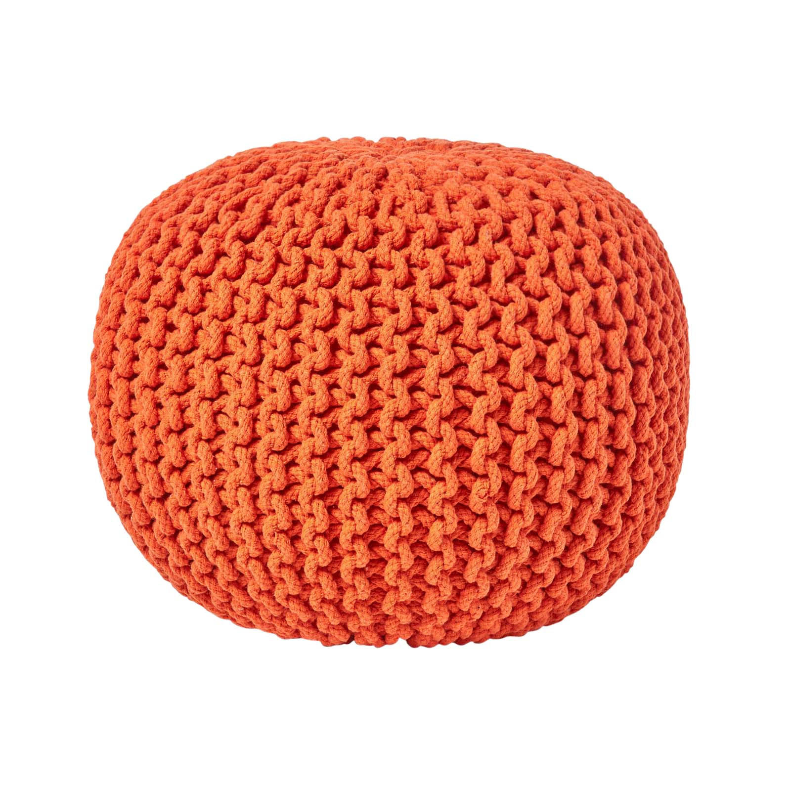 Homescapes Strick-Pouf Orange 40x35x40 cm