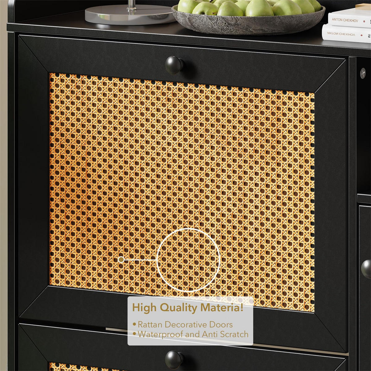 SCHUHSCHRANK Holzoptik mit 3 Klappen - Schwarz, Holz (90/131/12.5cm) - Kaket