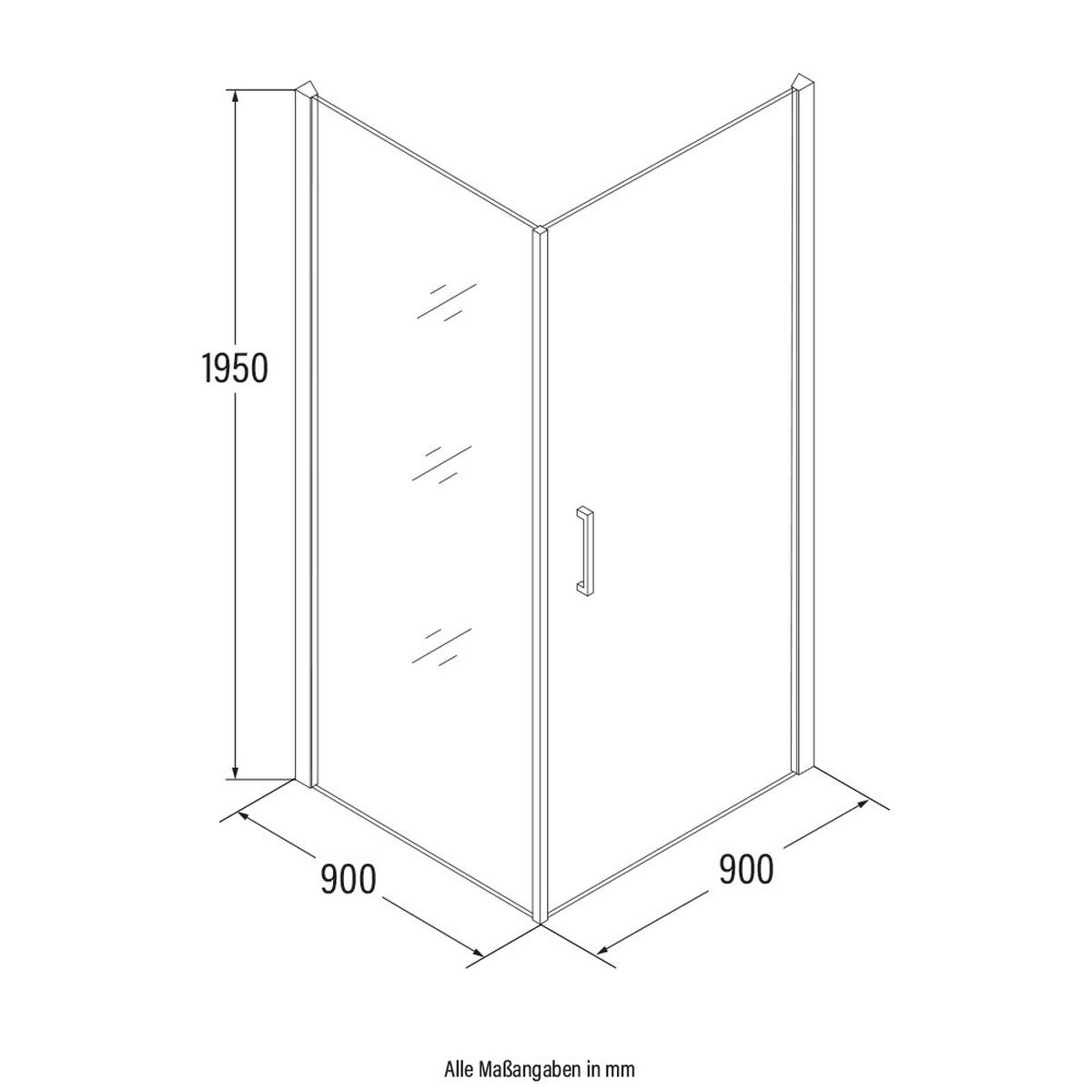 DUSCHKABINE LIVIA - Silber, 90 x 90 x 195 - Chromfarben, Metall (90cm) - Home Deluxe