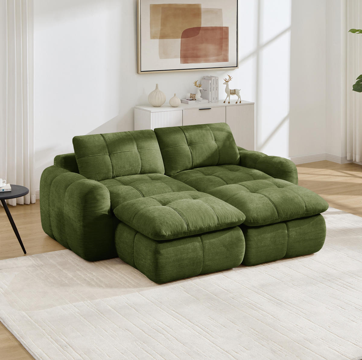 SOFA 194/160/68 cm in Grün mit Chenille-Bezug und ohne Montage - Grün, Textil (160/68/194cm) - Flora Grace