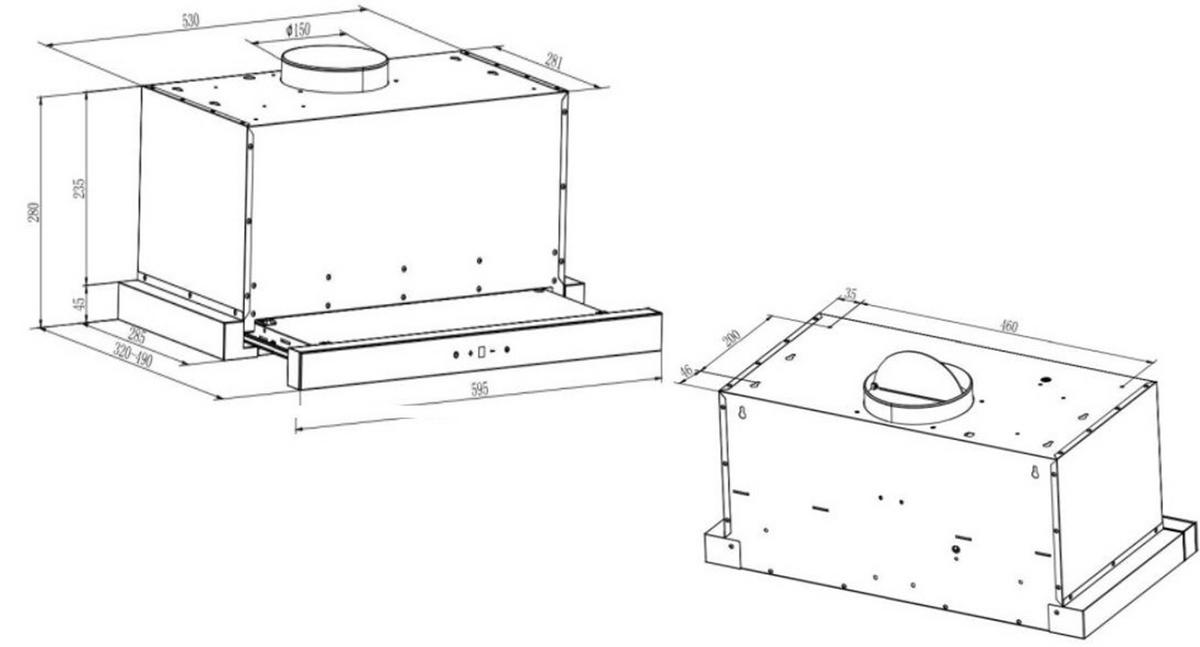 DUNSTABZUGSHAUBE CH 3003 C 60 cm Schwarz - Schwarz, Metall (60/28/49cm) - Gurari