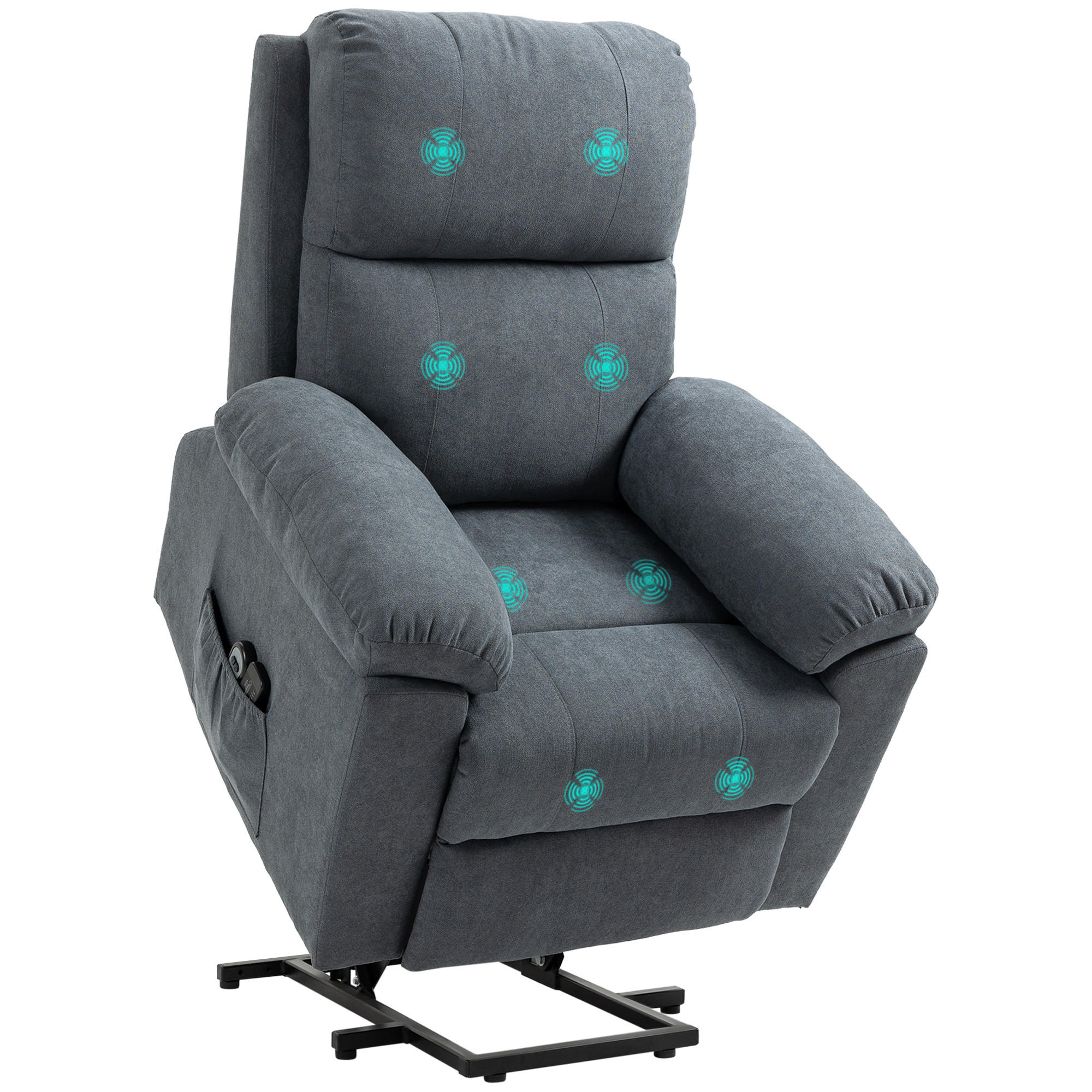 MASSAGESESSEL DE-06439 Mit Aufstehilfe, 8 Vibrationsmotoren, 135° neigbar Grau - Grau, Metall (99/103/89cm) - ComfortXL