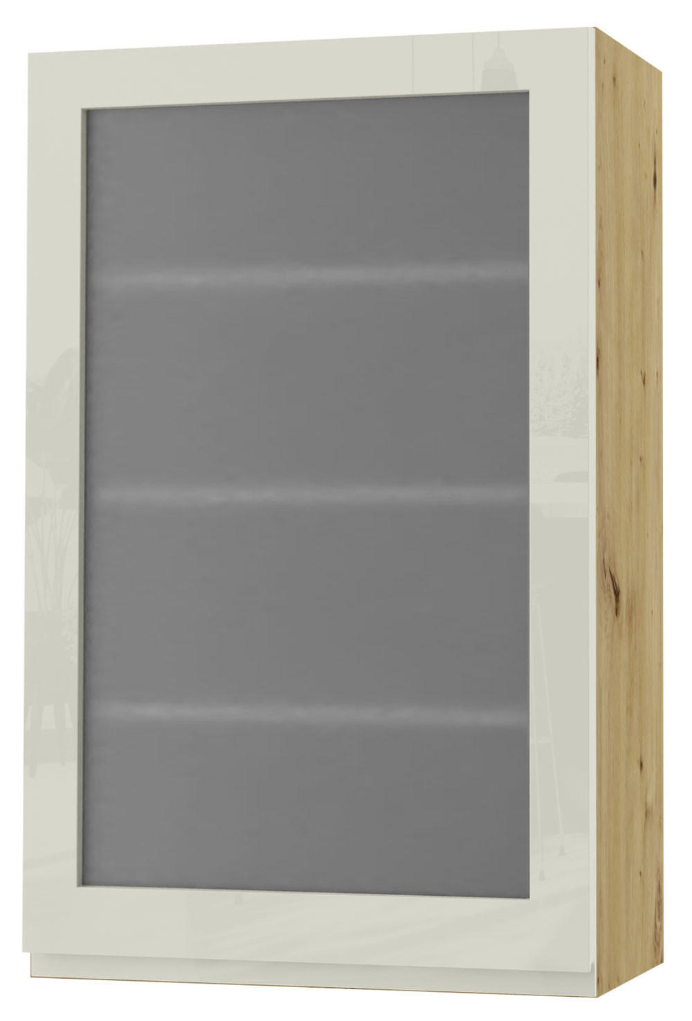 HÄNGESCHRANK Florence W4S/60 Eiche Artisan / RAL 1013 perlweiß HG 60 / 32,5 / 96cm - Türanschlag rechts - Weiß Hochglanz/Eiche Artisan, Holz/Holzwerkstoff (60/96/32.5cm) - Feldmann-Wohnen