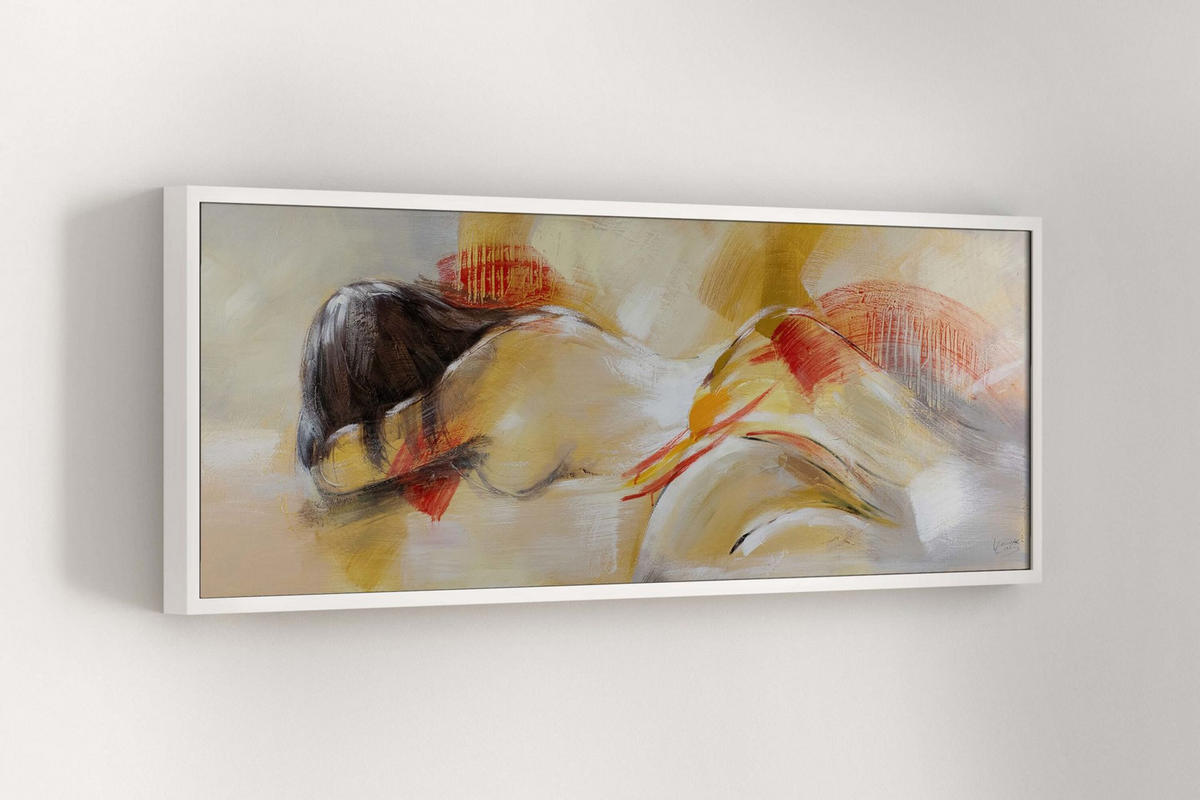 ÖLGEMÄLDE 150/50 cm - Gelb/Orange, Holz/Textil (150/50cm) - KUNSTLOFT