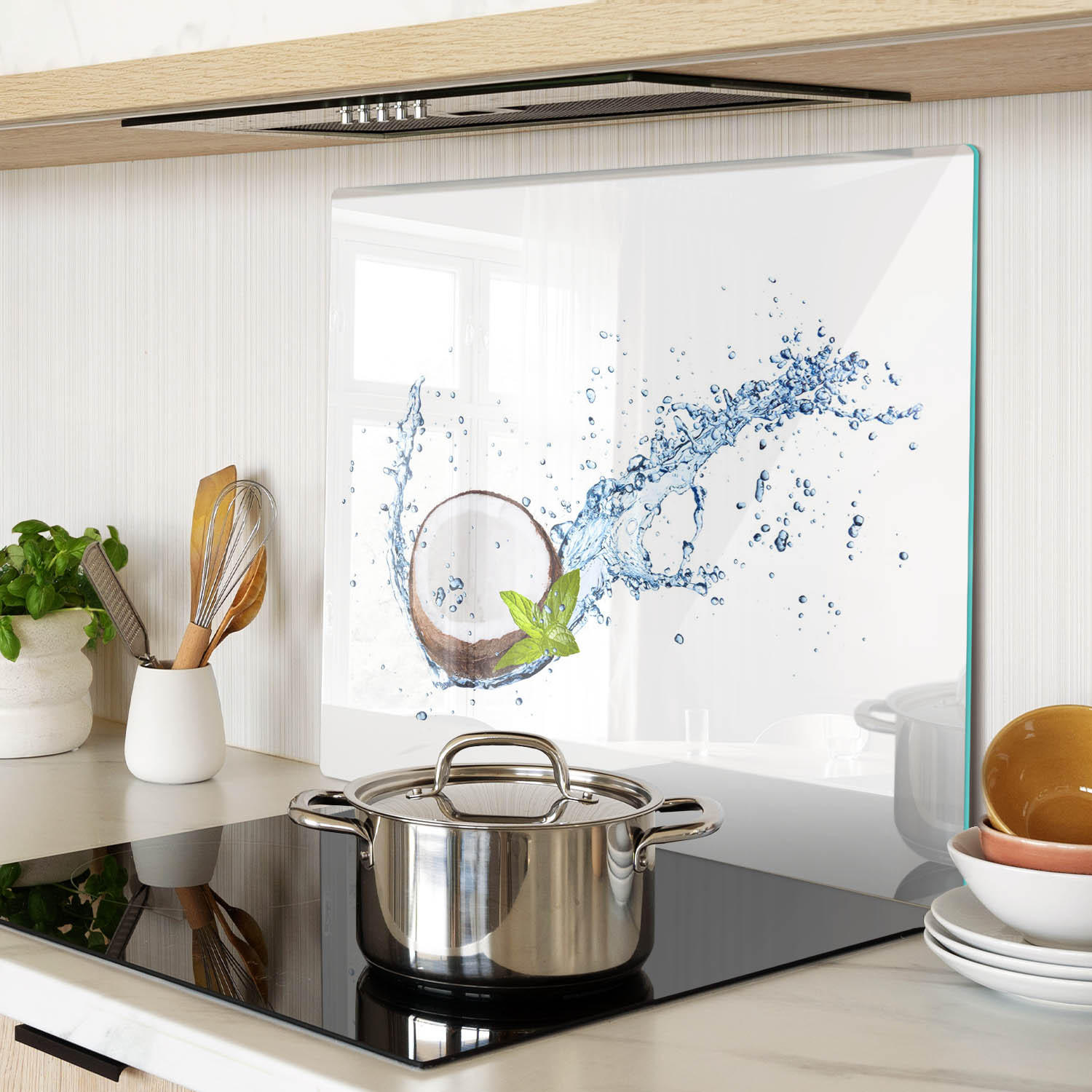 GLASPLATTE 60x52 cm Kokosnuss und Wasser - Braun, Glas (60/0.4/52cm) - TULUP