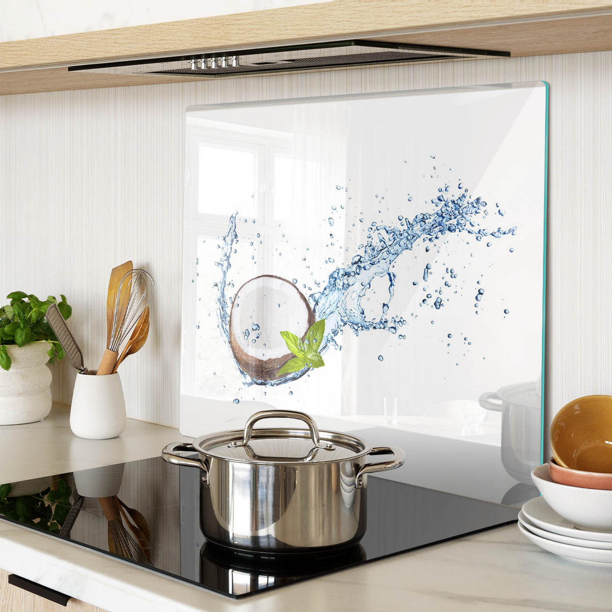 GLASPLATTE 60x52 cm Kokosnuss und Wasser - Braun, Glas (60/0.4/52cm) - TULUP