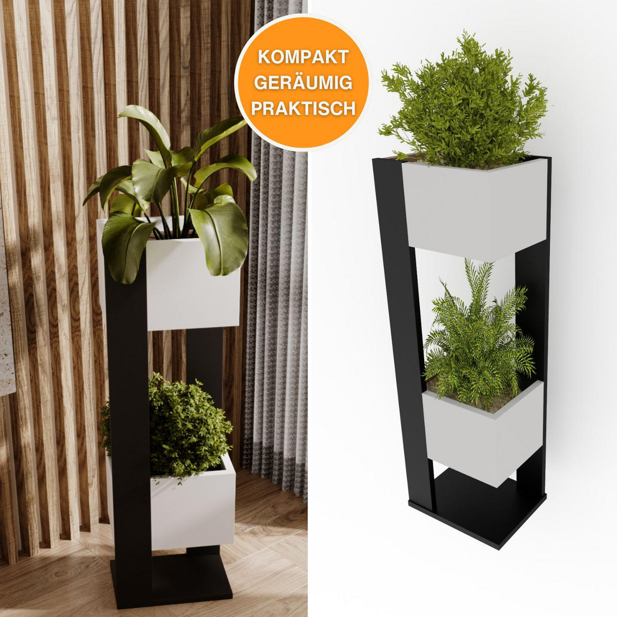 BLUMENSTÄNDER Duo - Weiß, Holzwerkstoff (23/98/29cm) - RAUMHIRSCH FURNITURE